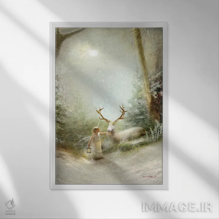 تابلو شب کریسمس مهآلود اثر شارلوت بیرد - نمای قابدار سفید
