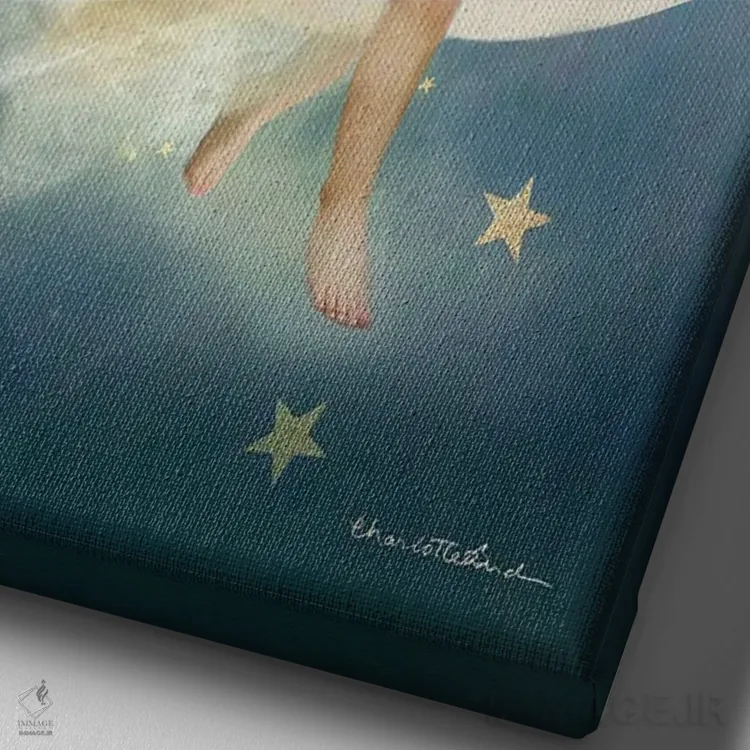 تابلو فرشتهٔ رؤیاها و آرزوها اثر شارلوت بیرد - نمای نزدیک بافت بوم