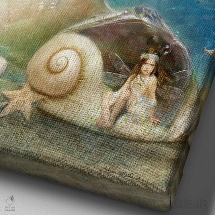 تابلو بچههای آب اثر شارلوت بیرد - نمای نزدیک بافت بوم