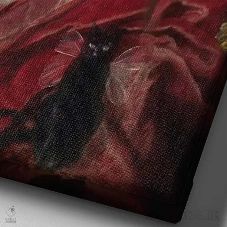 تابلو مورگان لو فی (افسانههای آرتوری) اثر شارلوت بیرد - نمای نزدیک بافت بوم