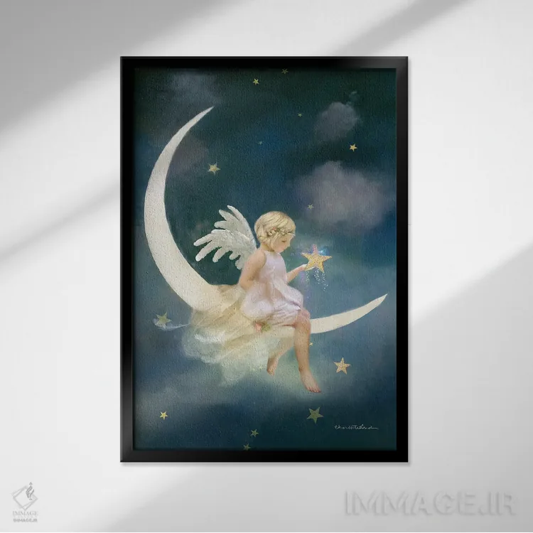 تابلو فرشتهٔ رؤیاها و آرزوها اثر شارلوت بیرد - نمای قابدار مشکی