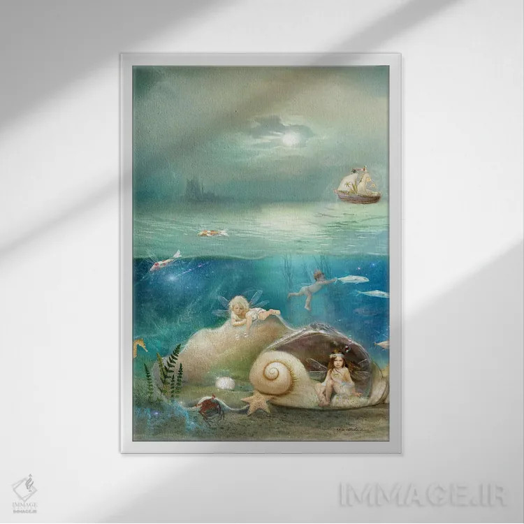 تابلو بچههای آب اثر شارلوت بیرد - نمای قابدار سفید