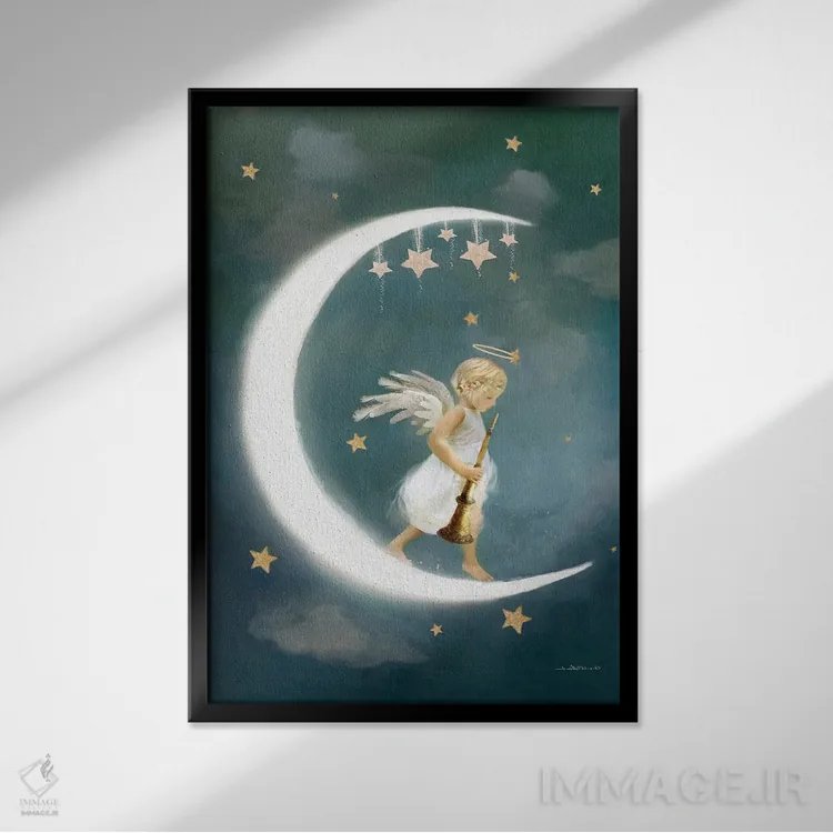 تابلو فرشتهٔ دوستی اثر شارلوت بیرد - نمای قابدار مشکی