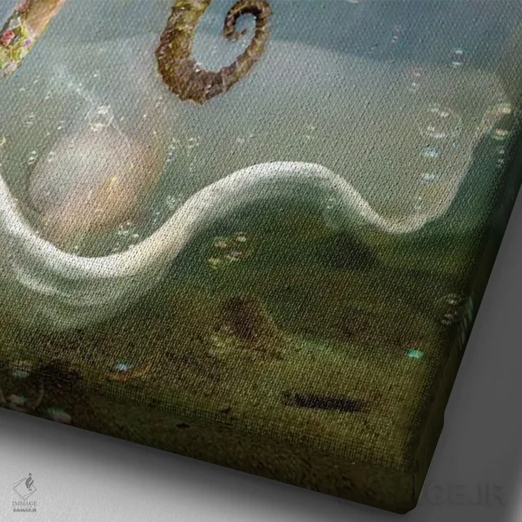 تابلو آرزوهای دریایی اثر شارلوت بیرد - نمای نزدیک بافت بوم