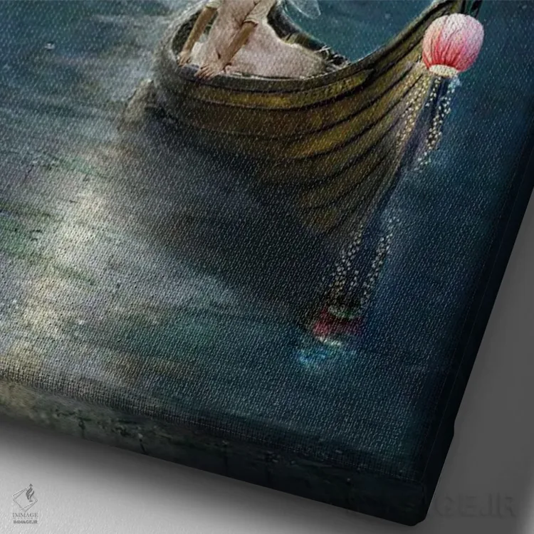 تابلو بر فراز دریاچهٔ زمستانی اثر شارلوت بیرد - نمای نزدیک بافت بوم