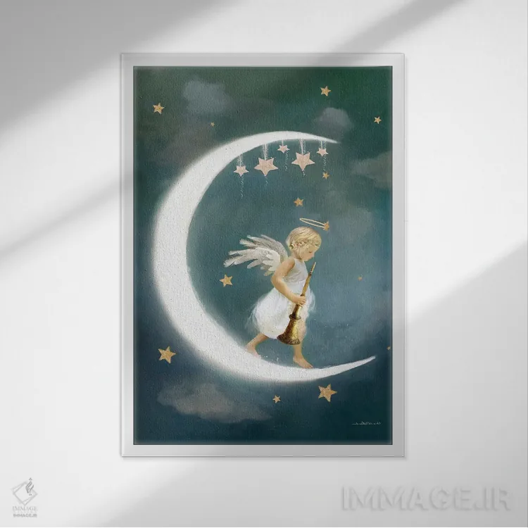 تابلو فرشتهٔ دوستی اثر شارلوت بیرد - نمای قابدار سفید