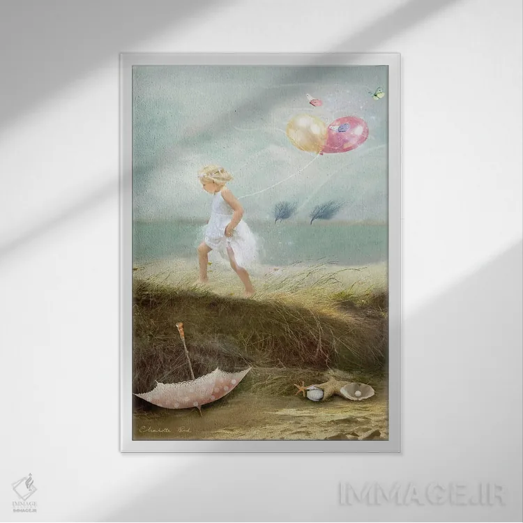 تابلو نسیم تابستانی اثر شارلوت بیرد - نمای قابدار سفید