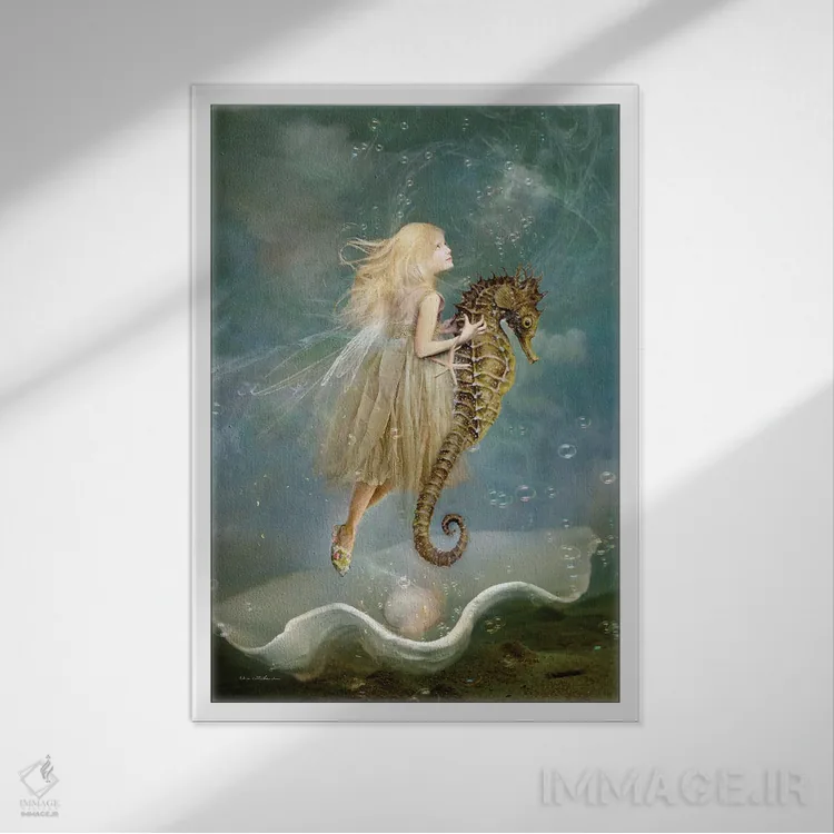 تابلو آرزوهای دریایی اثر شارلوت بیرد - نمای قابدار سفید