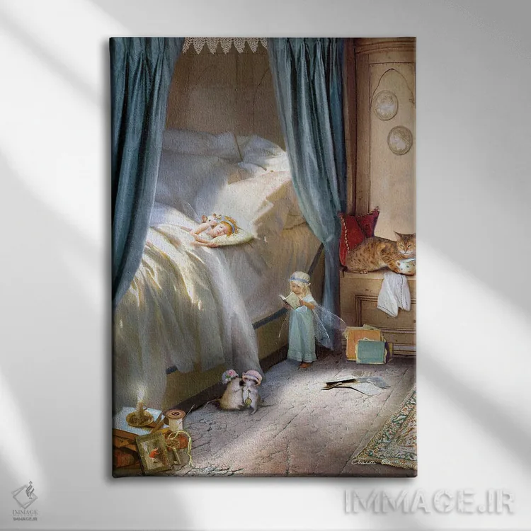 تابلو قصهٔ قبل از خواب اثر شارلوت بیرد - نمای روبهرو روی دیوار