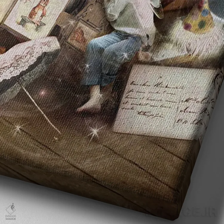 تابلو اسباببازیهای گمشده اثر شارلوت بیرد - نمای نزدیک بافت بوم