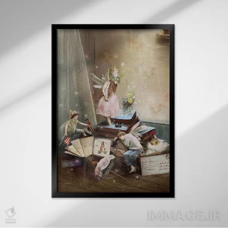 تابلو اسباببازیهای گمشده اثر شارلوت بیرد - نمای قابدار مشکی