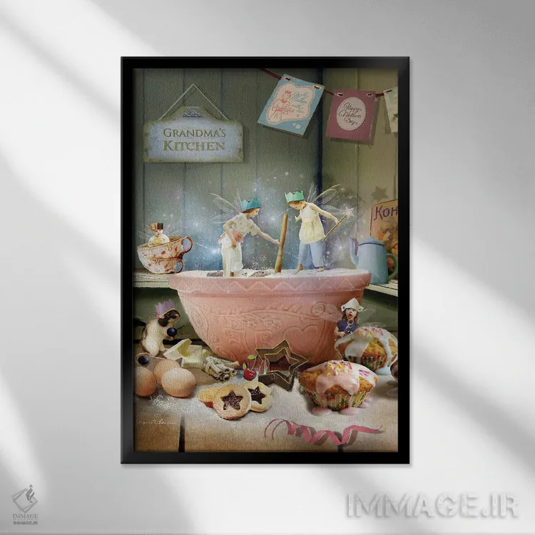 تابلو بیایید جشن بگیریم اثر شارلوت بیرد - نمای قابدار مشکی