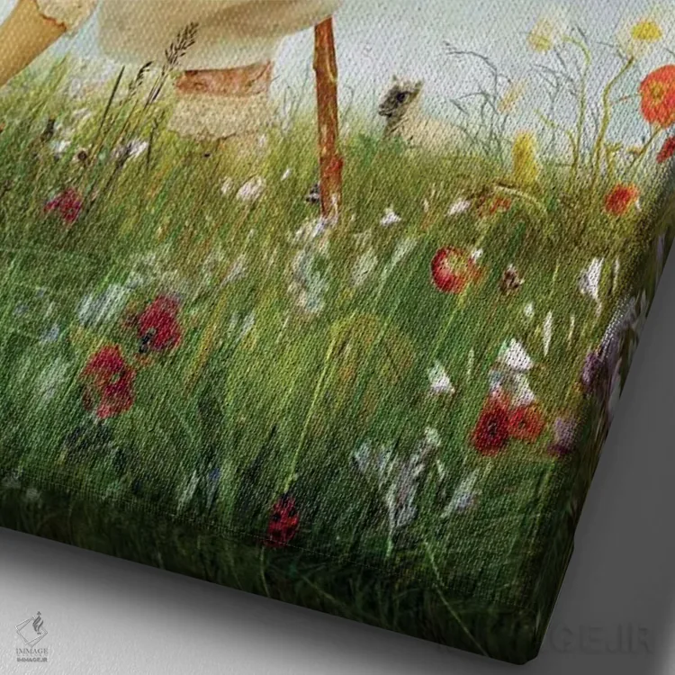 تابلو بو پیپ کوچولو (شخصیت افسانهای کودکانه) اثر شارلوت بیرد - نمای نزدیک بافت بوم