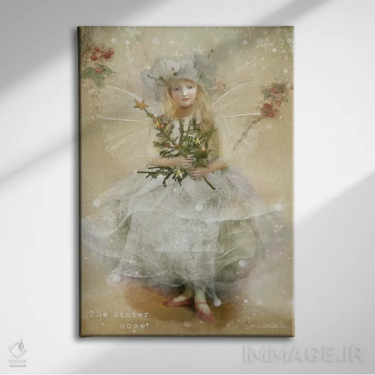 تابلو رز زمستانی اثر شارلوت بیرد - نمای روبهرو روی دیوار