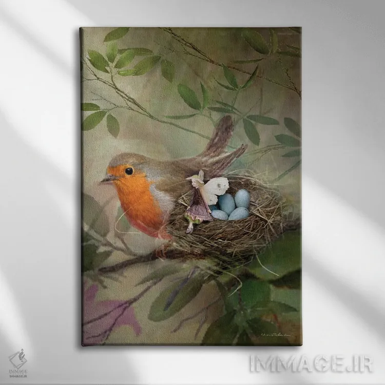 تابلو دوست من، رابین اثر شارلوت بیرد - نمای روبهرو روی دیوار