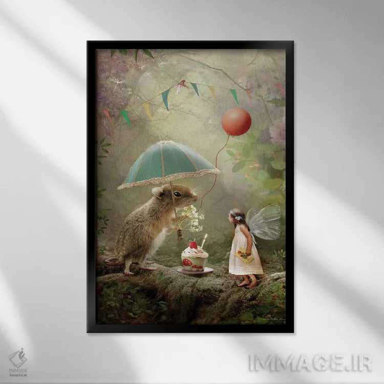 تابلو تولدت مبارک اثر شارلوت بیرد - نمای قابدار مشکی