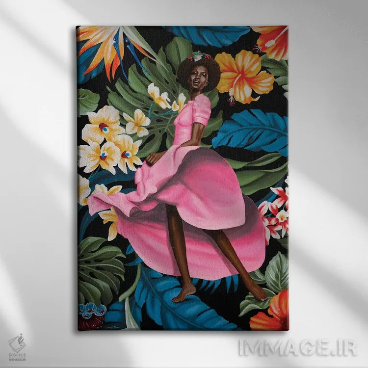 تابلو رز جنگلی اثر کریستین بییر - نمای روبهرو روی دیوار