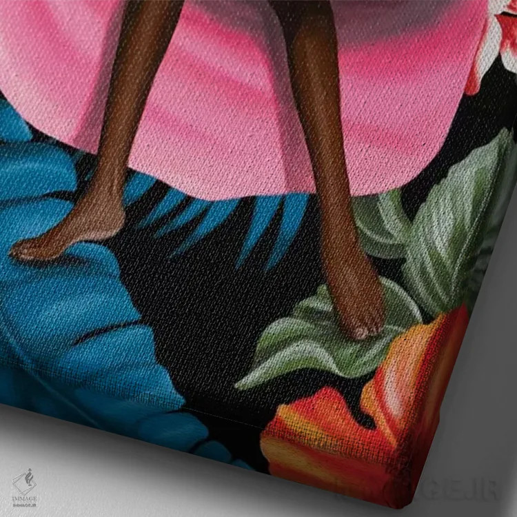 تابلو رز جنگلی اثر کریستین بییر - نمای نزدیک بافت بوم