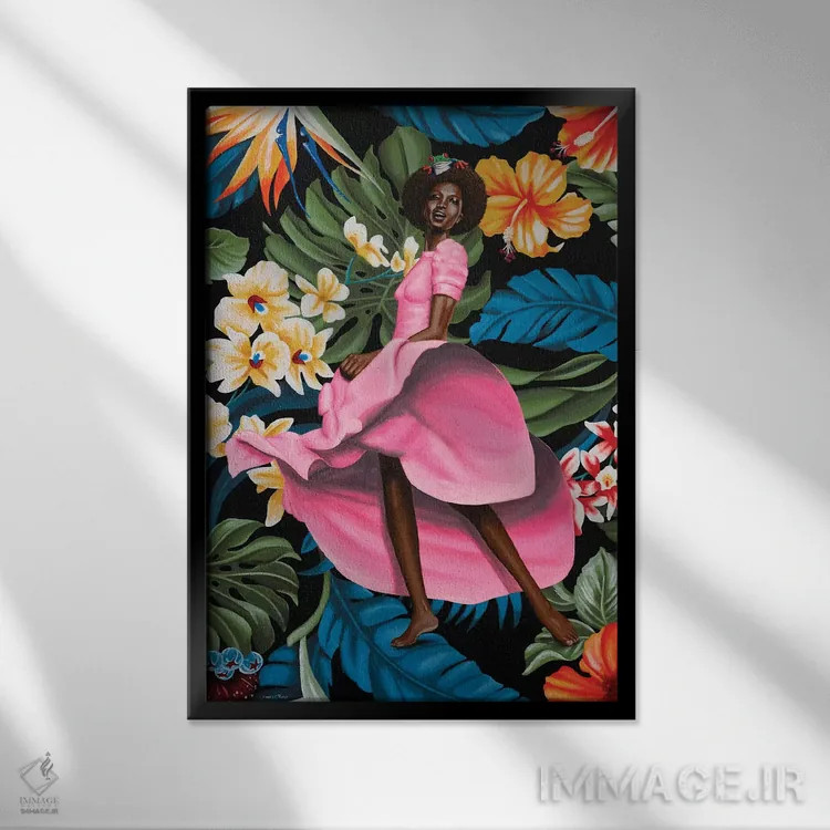 تابلو رز جنگلی اثر کریستین بییر - نمای قابدار مشکی