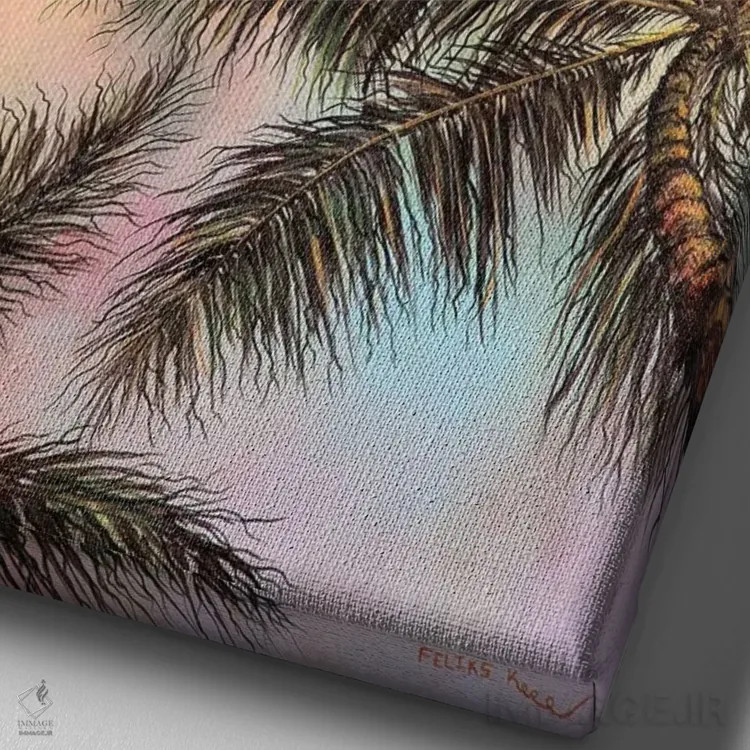 تابلو کف دستت را نگهدار (یا: نخل را حفظ کن) اثر کالر بای فلیکز (نام هنرمند) - نمای نزدیک بافت بوم