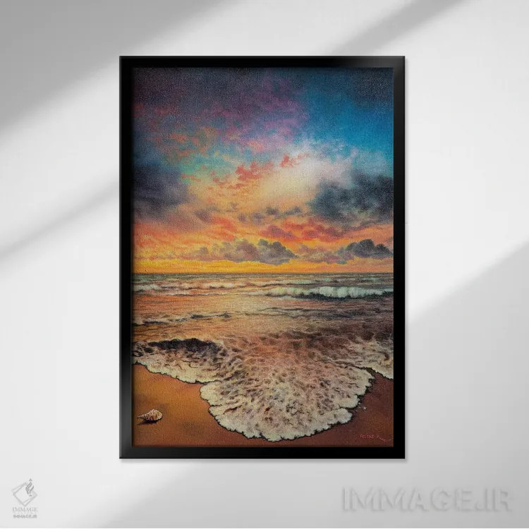 تابلو موج پشت موج اثر کالر بای فلیکز (نام هنرمند) - نمای قابدار مشکی