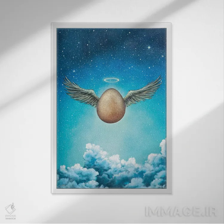 تابلو تخم مرغ اثر کالر بای فلیکز (نام هنرمند) - نمای قابدار سفید