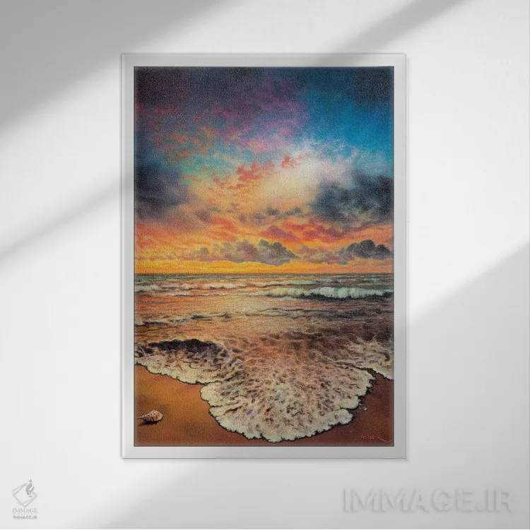 تابلو موج پشت موج اثر کالر بای فلیکز (نام هنرمند) - نمای قابدار سفید