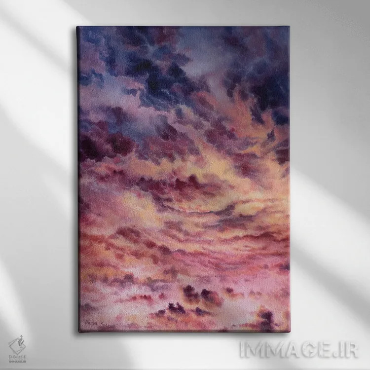 تابلو روز مهآلود اثر کالر بای فلیکز (نام هنرمند) - نمای روبهرو روی دیوار