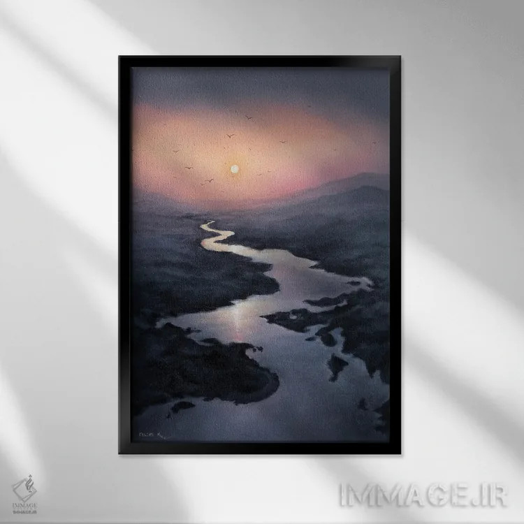 تابلو خورشید میتابد اثر کالر بای فلیکز (نام هنرمند) - نمای قابدار مشکی