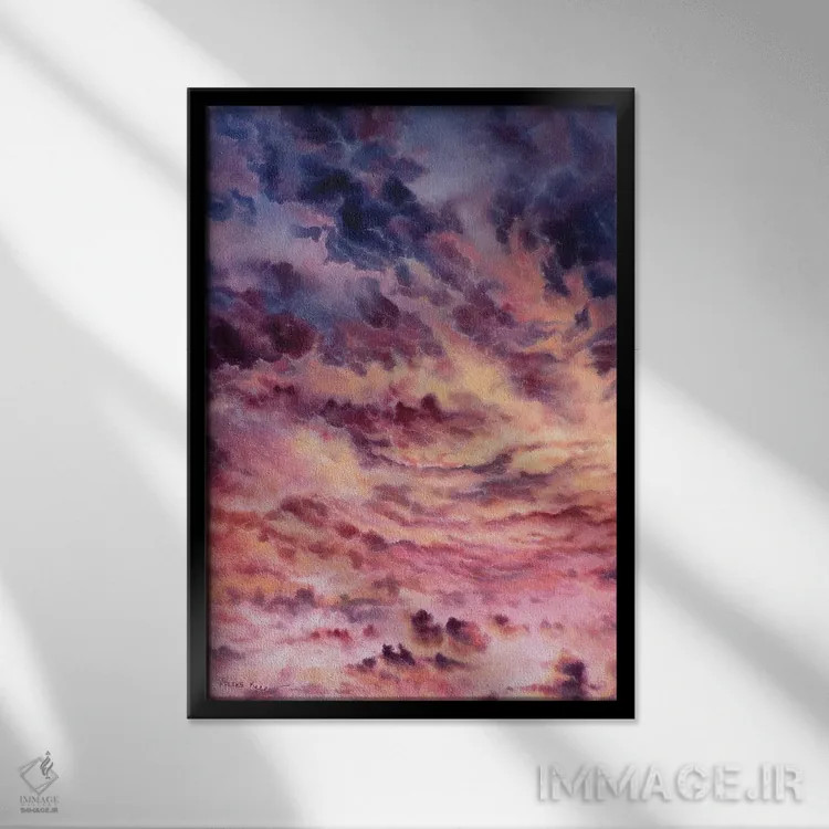 تابلو روز مهآلود اثر کالر بای فلیکز (نام هنرمند) - نمای قابدار مشکی