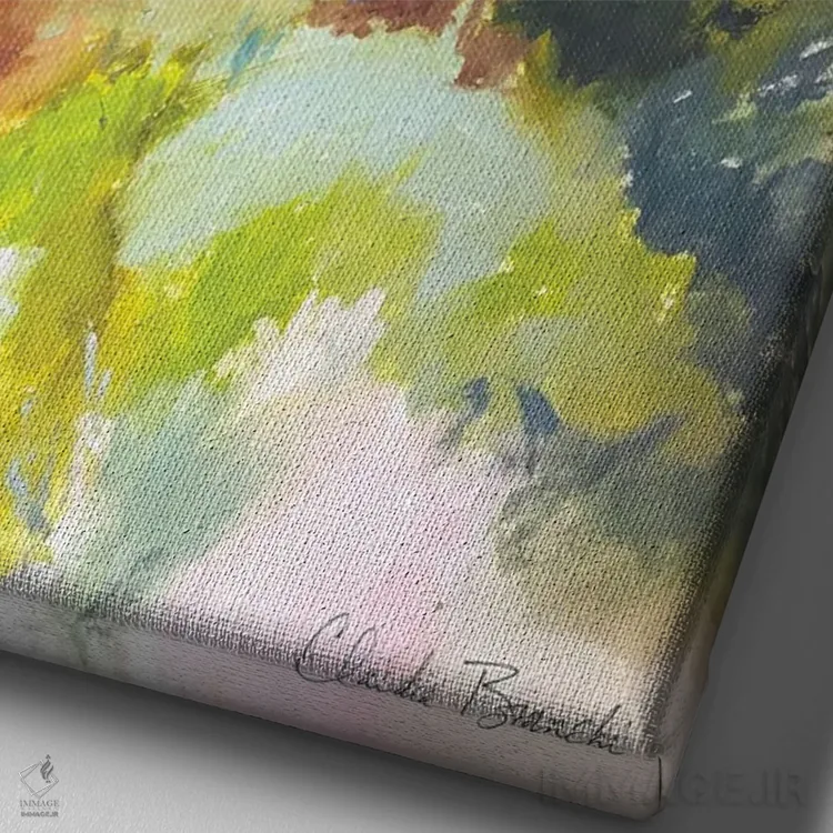 تابلو پاییز مهآلود اثر کلودیا بیانکی - نمای نزدیک بافت بوم