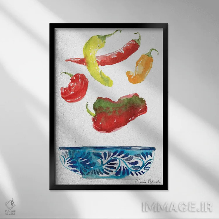 تابلو فلفلها اثر کلودیا بیانکی - نمای قابدار مشکی