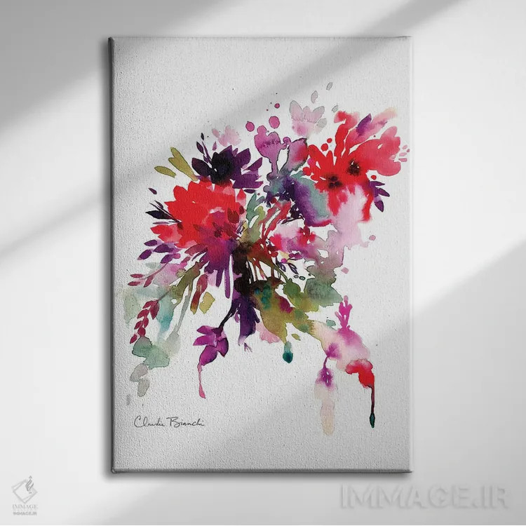 تابلو گلهای درخشان اثر کلودیا بیانکی - نمای روبهرو روی دیوار