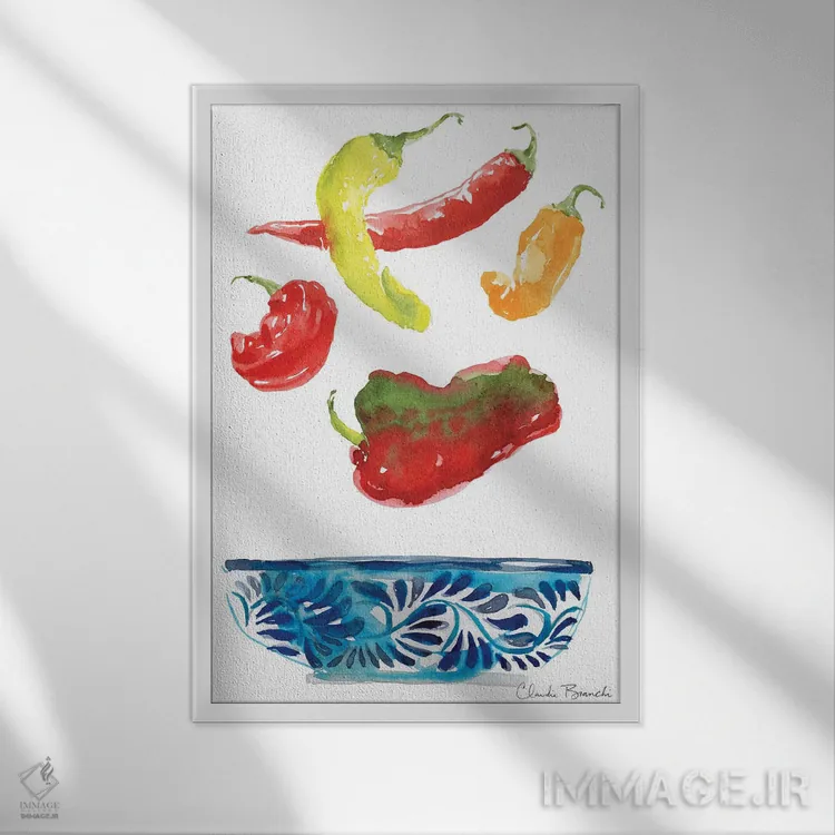 تابلو فلفلها اثر کلودیا بیانکی - نمای قابدار سفید