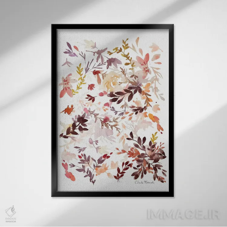 تابلو پراکندهٔ برگها ۱ اثر کلودیا بیانکی - نمای قابدار مشکی