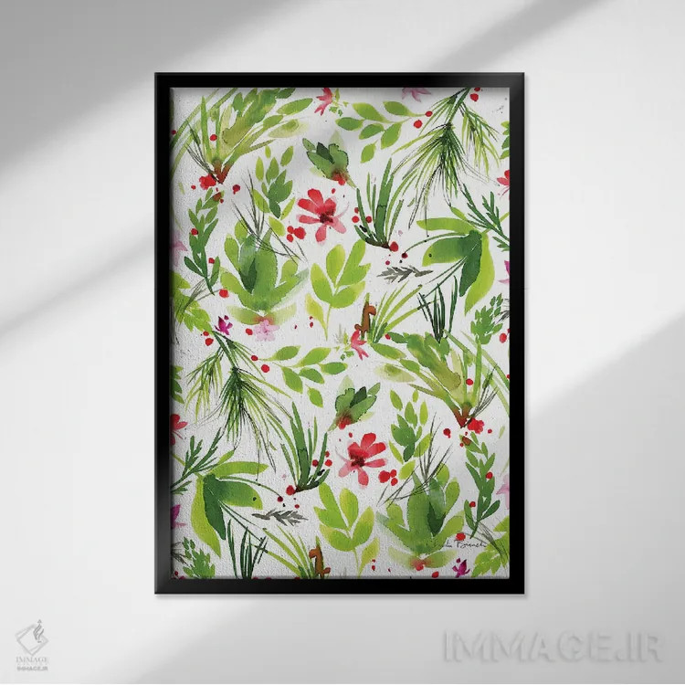 تابلو پراکندهٔ برگها ۲ اثر کلودیا بیانکی - نمای قابدار مشکی