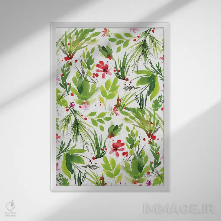 تابلو پراکندهٔ برگها ۲ اثر کلودیا بیانکی - نمای قابدار سفید