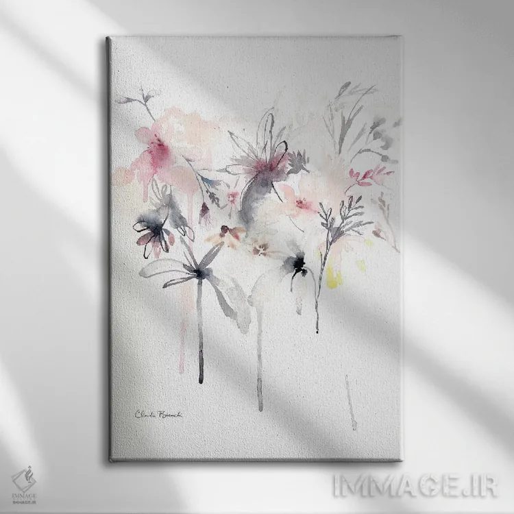 تابلو پراکندگی صورتی اثر کلودیا بیانکی - نمای روبهرو روی دیوار