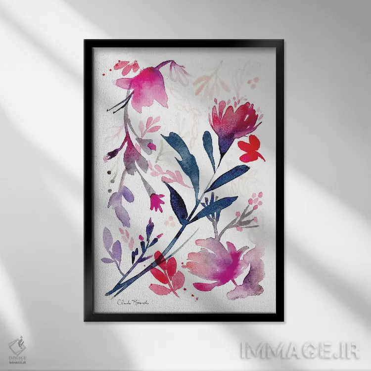تابلو گلهای ظریف اثر کلودیا بیانکی - نمای قابدار مشکی