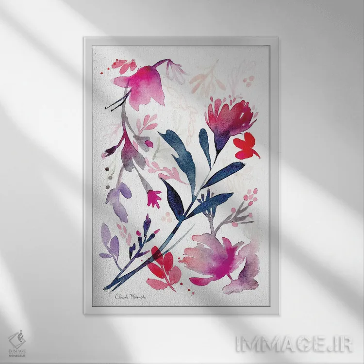 تابلو گلهای ظریف اثر کلودیا بیانکی - نمای قابدار سفید