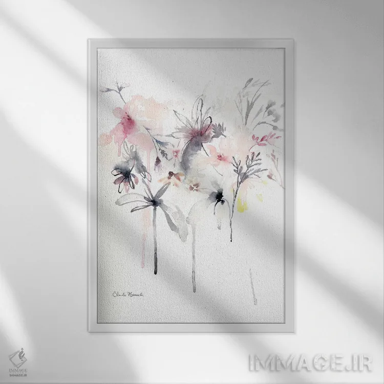 تابلو پراکندگی صورتی اثر کلودیا بیانکی - نمای قابدار سفید