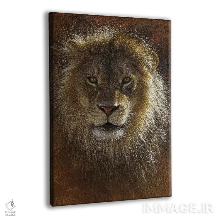 تابلو رویارویی شیرها اثر کالین بوگل - نمای پرسپکتیو محصول