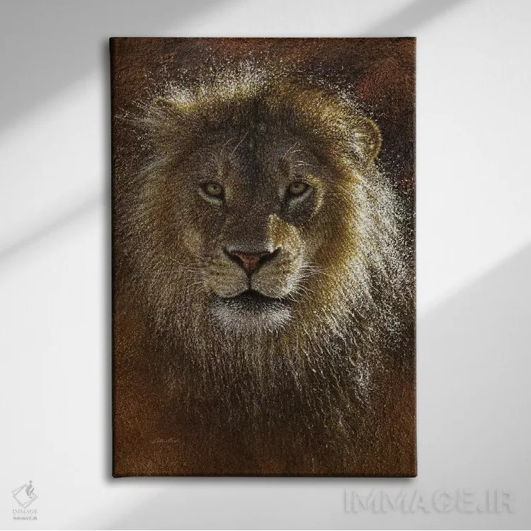 تابلو رویارویی شیرها اثر کالین بوگل - نمای روبهرو روی دیوار