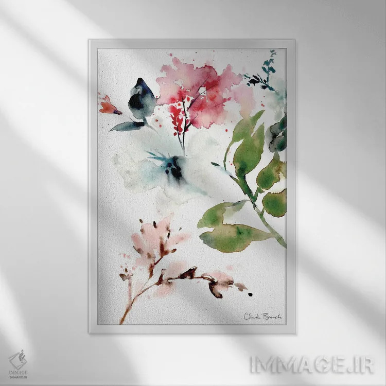 تابلو شکوفههای زمستانی اثر کلودیا بیانکی - نمای قابدار سفید