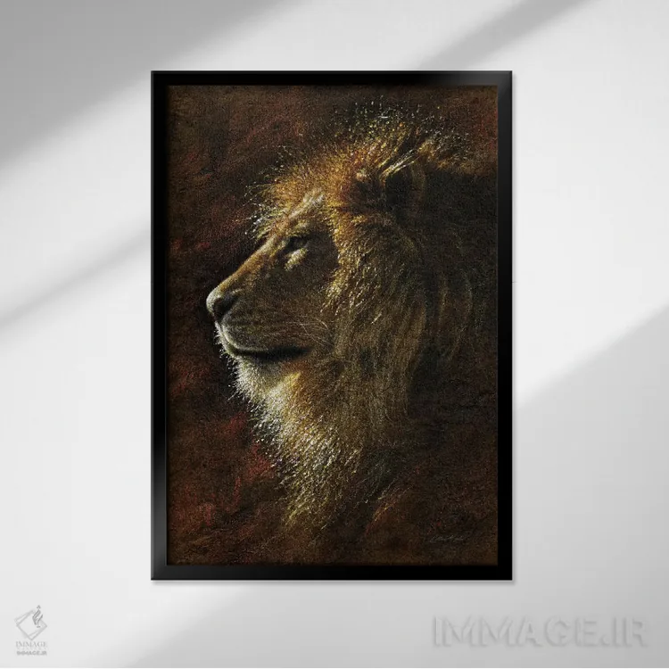 تابلو شکوه شیر اثر کالین بوگل - نمای قابدار مشکی