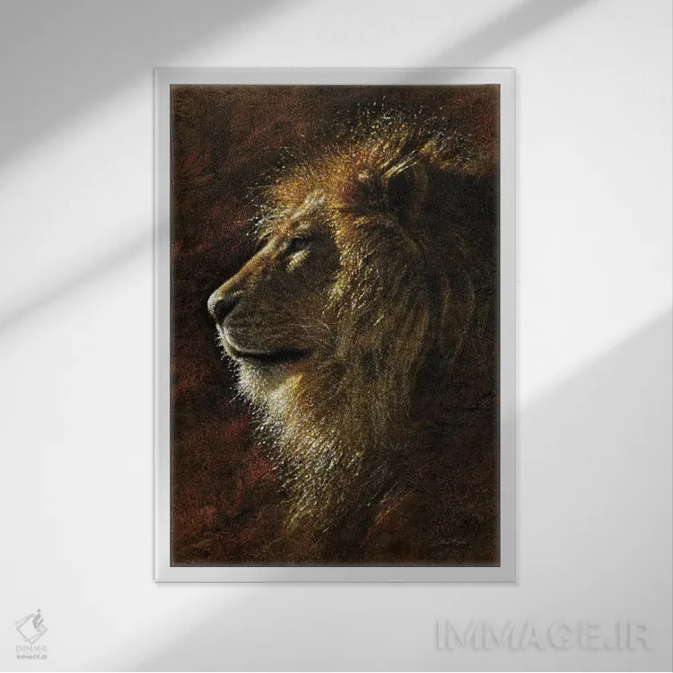 تابلو شکوه شیر اثر کالین بوگل - نمای قابدار سفید