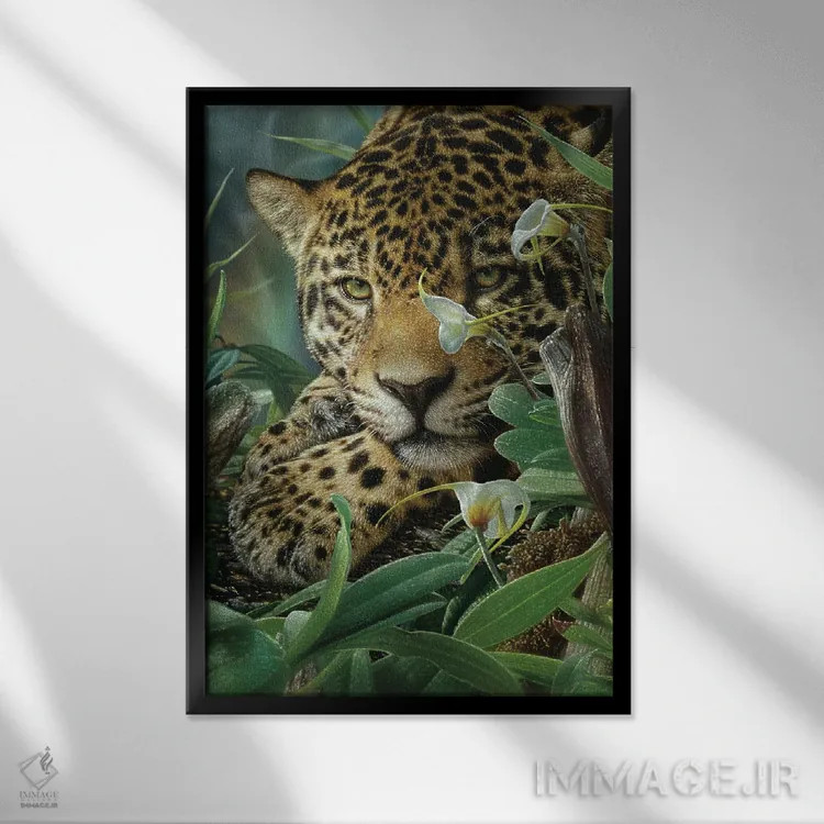 تابلو پناهگاه جگوار (عمودی) اثر کالین بوگل - نمای قابدار مشکی