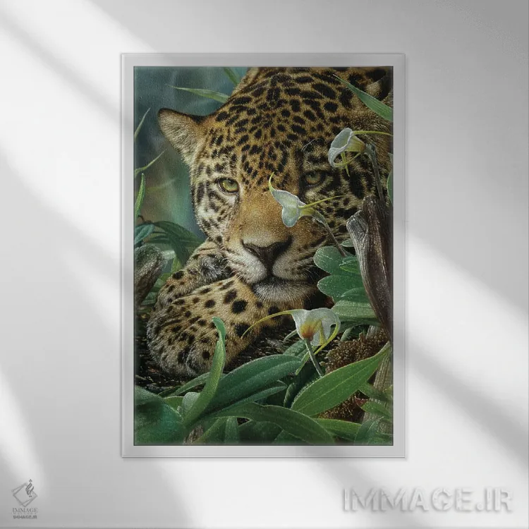 تابلو پناهگاه جگوار (عمودی) اثر کالین بوگل - نمای قابدار سفید