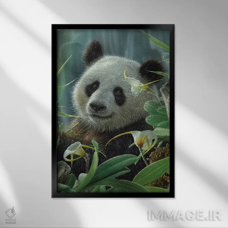 تابلو پاندای گرمسیری اثر کالین بوگل - نمای قابدار مشکی