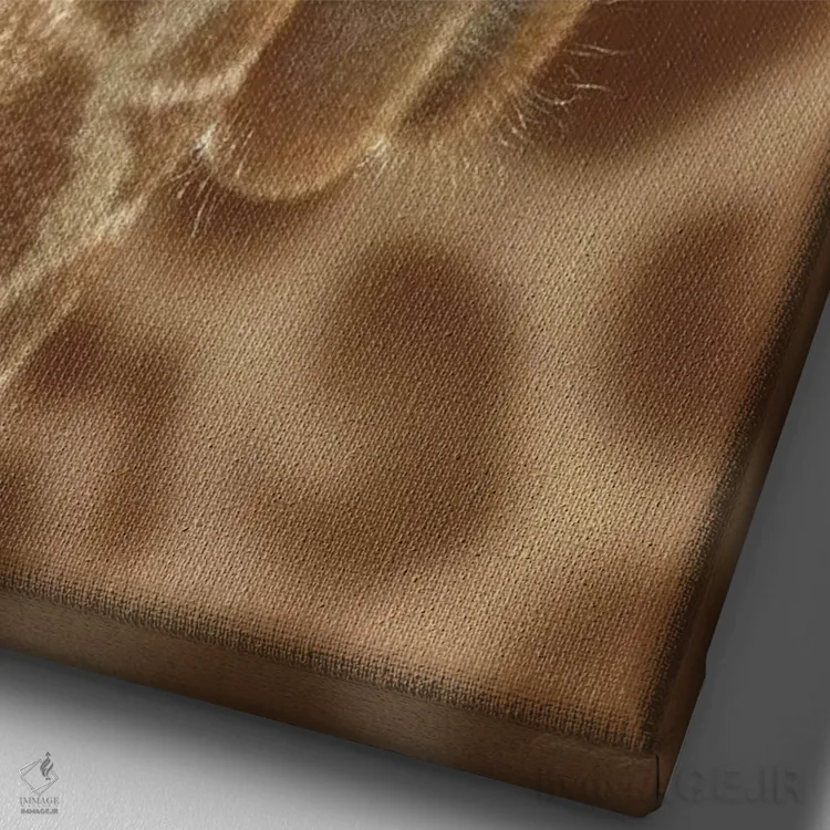 تابلو زرافهٔ تازه متولدشده (عمودی) اثر کالین بوگل - نمای نزدیک بافت بوم